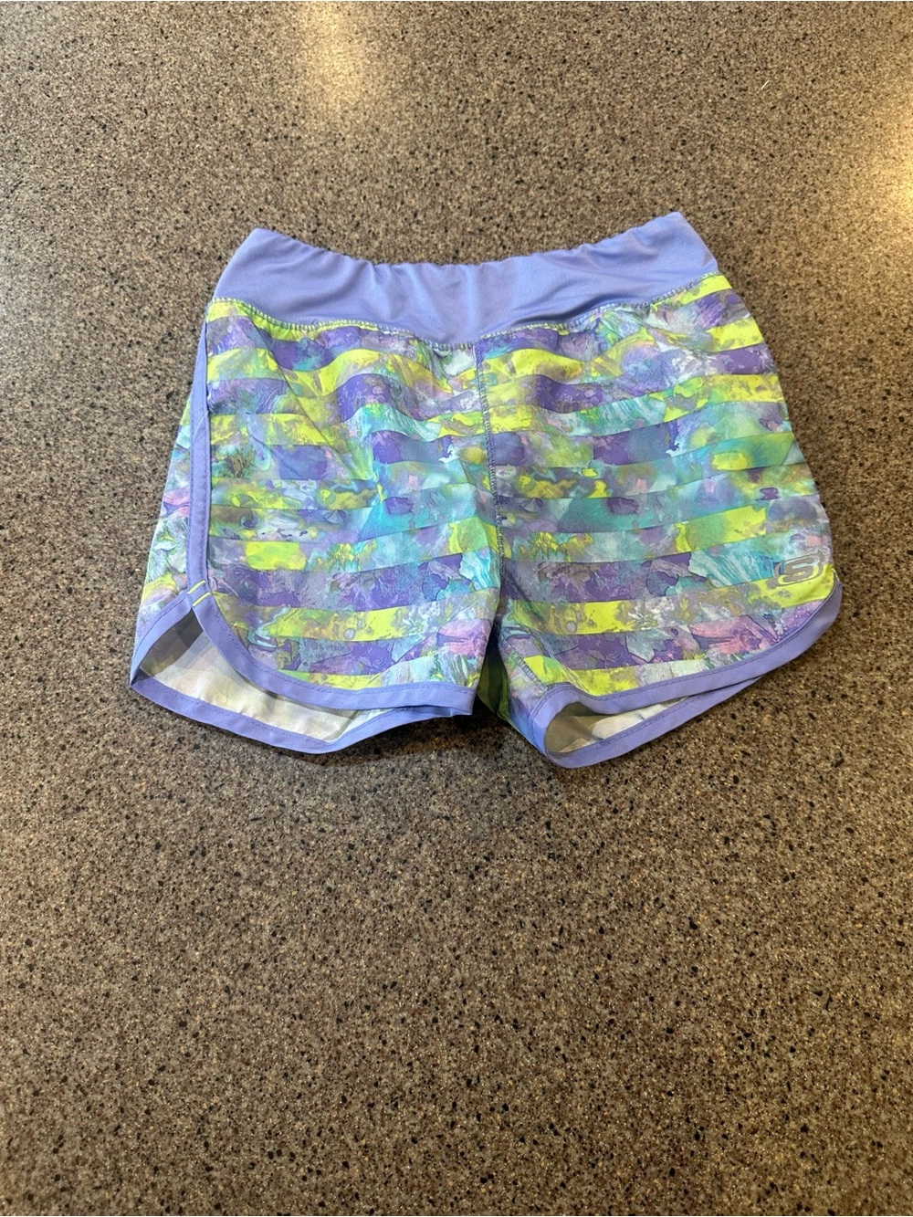 Lavender Multi-Color Striped Athletic Shorts